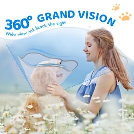 Supet Dog Cone for Dogs After Surgery, Comfortable Dog Cones to Stop Licking, Soft Dog Cone with Protect Neck Fabric, Protective Elizabethan Collar for Medium Small Dogs Transparent M