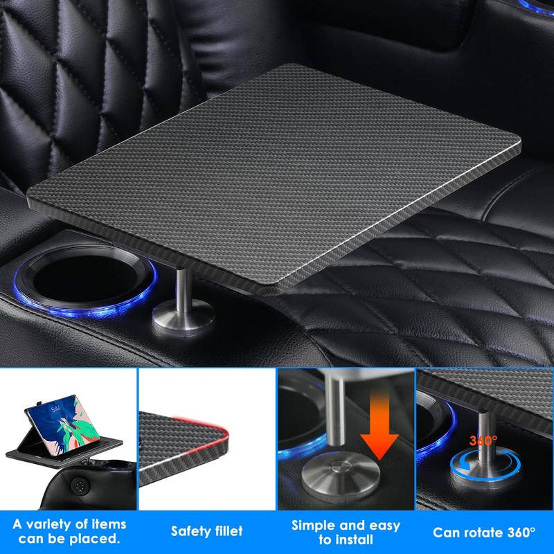 Weilianda Home Theater Seating Series Swivel Tray Table Couch Carbon