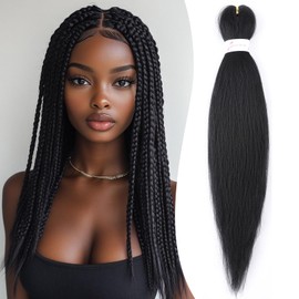 Benehair Pre Stretched Braiding Hair 20 Inch EZ Braiding Hair Extensions Synthetic Hair Extensions for Braiding Soft Yaki Texture Crochet Braiding Hair Extension (1B, 75g)