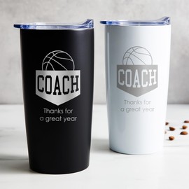 Lifetime Creations Engraved Basketball Coach Tumbler: Basketball Coach Gifts, Basketball Coach Thank You Gift Ideas, Appreciation Gift, Insulated Stainless Steel (Matte Black, 20 Ounce Travel Mug)