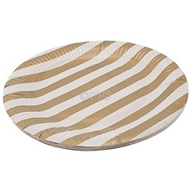 20 x GOLD STRIPED ROUND PAPER PLATES - 23cm/9" inch quality durable plates ideal for hot and cold food