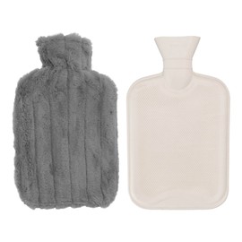 2000ML Hot Water Bag High Density Injection Hot Water Bottle with Soft Cover for Winter dark Gray