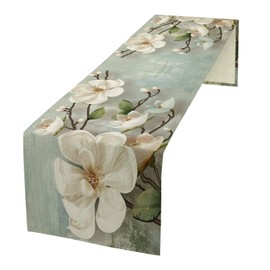 Watercolor Flower Table Runner 13x60 Inch Modern Painting Art Table Runners Linen Dresser Scarves for Home Kitchen Dining Dinner Indoor Holiday Farmhouse Decor