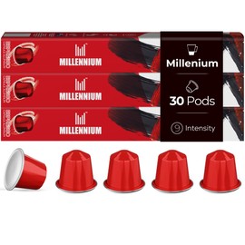 Prince Caffe Espresso Pods – MILLENNIUM Intensity 9 Medium-Dark Roast Coffee Capsules – Compatible with Nespresso, Pods for Original Line Machines – Premium Quality Capsules 3 x 10 Pack (30 Count)