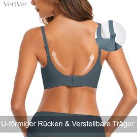 Vertvie Seamless Bra Women's Without Underwire Comfortable Bra Push Up Soft Bra V Neck Soft Bustier Ultra Comfortable Bra Padded Bralette T-Shirts Bra Seamless Bra, 1 x navy