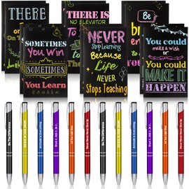 Geyee 24 Pcs Mini Motivational Pens Inspirational Notepads Bulk Appreciation Gifts Small Journals Funny Ballpoint Pen Set Prizes Men Women Office Travel Party Favors(Success)