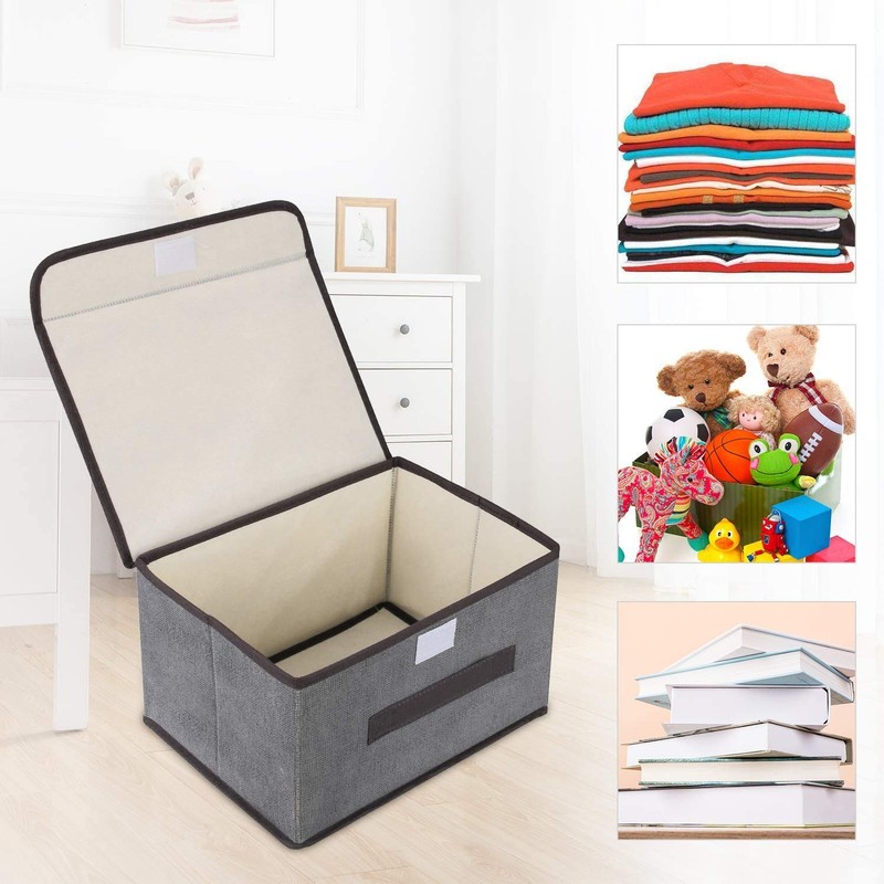 DIMJ 3 Pack Foldable Storage Boxes with Lids, Collapsible Storage