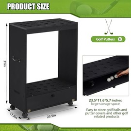 Silipull Soporte para palos de golf de 27 agujeros, organizador de palos de golf de madera, estante de exhibición con cajón de almacenami...