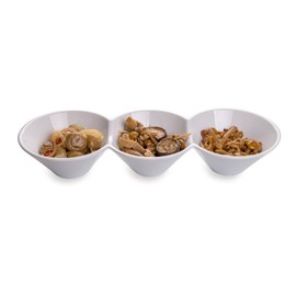 13.4 x 4.9 x 2.3 Inch Triple Dip Bowls, 1 Microwave-Safe Condiment Server - 3 Compartments, Microwave-Safe, White Porcelain Dip Tray, Dishwasher-safe, For Snacks, Relish, Condiments, Or Toppings