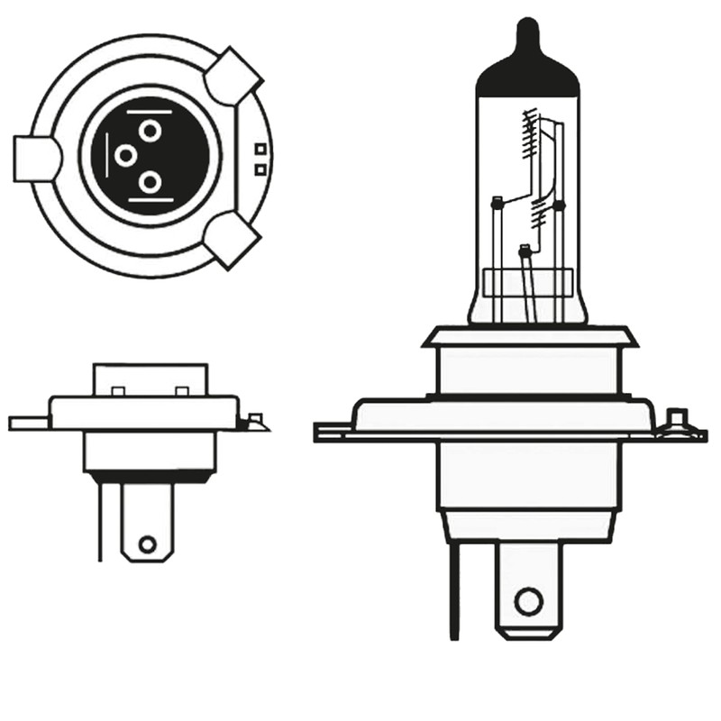 Simply S472 H4 Headlight Car Headlight Bulb, 12 V, 60V,