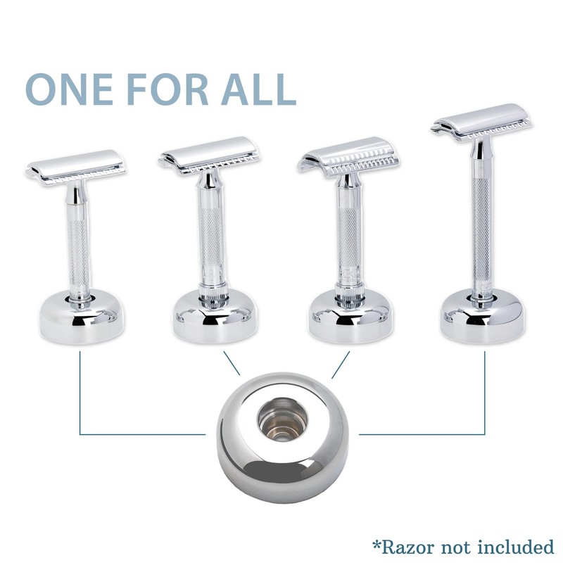 MERKUR Shaving Stand Gloss Chrome 4006 | Non-Slip with Straight