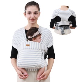 CUBY Ergonomic Easy Baby Carrier for Newborns to Toddlers,Baby Carrier Newborn to Toddler, 360 Degree Baby Wearing, Easy Breastfeeding, Protect The Shoulders (Striped Blue)