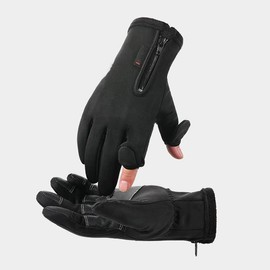 Guantes de invierno para mantener el calor, correr, senderismo, pesca, a prueba de viento, antideslizante, visualización táctil con dedos, regalos cálidos para hombres y mujeres, Negro -, M