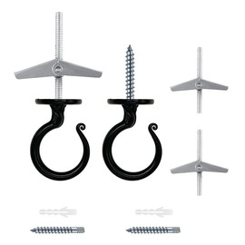 Heavy-Duty Ceiling Hook for Multiple Surfaces - Supports 40 lbs, Versatile for Wood, Concrete & Drywall, Easy Install (2, Black)