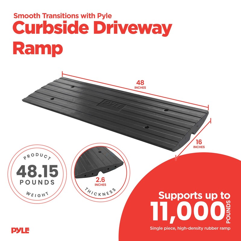 Car Driveway Curb Ramp - Heavy Duty Rubber Threshold Ramp