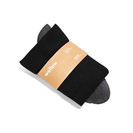 Wellow Knee High Compression Socks for Men & Women | 18-25 mmHg Made with Viscose from Bamboo | Nurses & Pregnancy Support | Relieves Swelling | Regular, MD, Black Charcoal - Solids