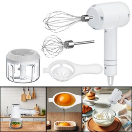 Rosenstein & Söhne Akku Mixer: 3in1-Akku-Handmixer, Zerkleinerer und Schneebesen, USB, 20 Watt (Kaffeemühle, Mini-Mixer, Küchenhelfer)
