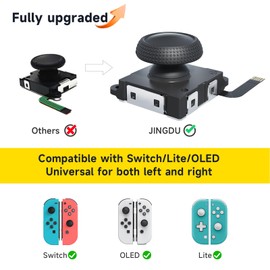 JINGDU Switch Joycon Joystick Replacement Kit, Hall Joystick Compatible with Switch/Switch OLED/Switch Lite, Switch Joycon Controller Thumb Stick Repair Tool Kit (Black-2 Pack)