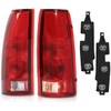 PIT66 Tail Lights w/Connector Circuit Compatible with Chevy GMC Silverado Sierra C/K 1500 2500 3500 1988-1999 Red Rear Brake Lamps Drive & Passenger Side