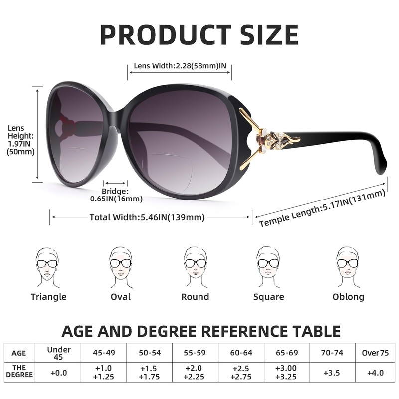 JM Klassisch Bifokal Lesebrille Platz Stylish Gradient Sonnenbrillen Leser für