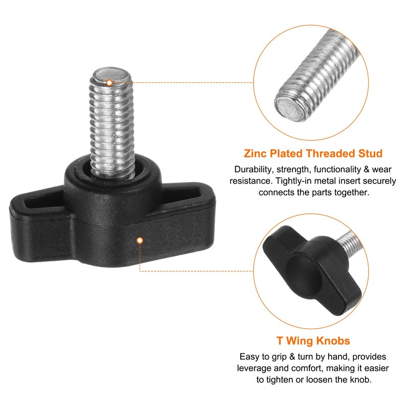 HARFINGTON 20pcs Tee Wing Knobs Thumb Screws M6 x 12mm