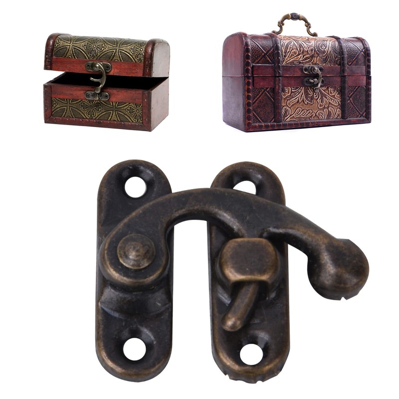 30 Pieces Small Box Latch Hasps, Antique Right Latch Hook