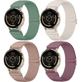 CUNUJIX 4 Pack Stretchy Watch Bands Compatible with 18mm Garmin Venu 3s/ Vivoactive 4s/ Venu 2s/ Vivomove 3s /Forerunner 255S /Forerunner 265S, Loop Nylon Elastic Fabric Strap for Women Men