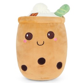 Mineup Bubble Tea Plush Pillows, Plushie Bubble Tea Plushi Doll Plush Soft Pillow Stuffed Toy Milk Tea Cup Shaped Hugging Cushion Children's Toy Birthday Gift (Brown, 25cm)