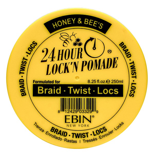 EBIN NEW YORK LOCK'N POMADE Braid Formula, Honey & Bee’s, 8.25 Oz | Great for Braiding, Twisting, Edges, No Residue, No Flaking, Extreme Firm Hold, High Shine, Honey Scented