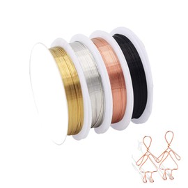 Beading Wire, Craft Wire, Copper Wire Roll, 4 Rolls 0.4 mm Copper Wire for DIY Beading Rings Jewellery Making, Wire for Jewellery Making for Crafts and Jewellery Making, Butyeak