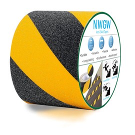 NWGW Black & Yellow Anti-Slip Stair Treads Tape, 4" x35FT Heavy Duty Non-Skid Grip Tape for Indoor/Outdoor Steps, Bathroom & Pool - PVC Waterproof Safety Traction Tape