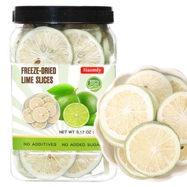 Haomly Dried Limes,3.17oz(90g),Dehydrated Limes for Cocktails,Tea, Snacking, Baking, Smoothies, Garnishing, and Desserts,100% Natural Freeze Dried Lime Slices
