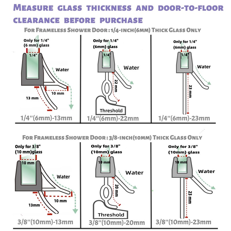2-Pack Shower Door Bottom Seal (1/4'' X 39'') Glass Shower