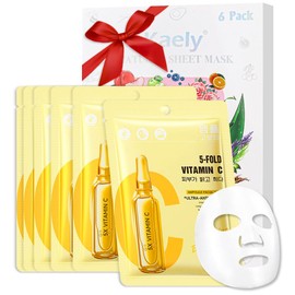 CAKAILA Vitamin Face Sheet Mask Skincare,Hydrating Spa Face Mask For Sensitive Skin,Moisturize,Nourish for All Skin Types,Natural Skin Care Spa Face Mask for Women Men Girls,Pack of 6