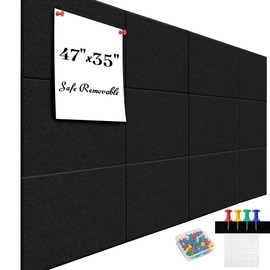 Large Office Cork Board Alternative - 47"x35"12 Pack Felt Wall Tiles Self-Adhesive Safe Removable No Damage for Wall Pin Board Tack Board Felt Cork Board for Walls or Office 48 x 36