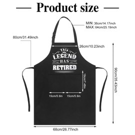 libfrnt This Legend Has Retired Apron Funny BBQ Apron with 2 Pockets Waterproof Dad Cooking Apron for Cooking Grilling Kitchen, Retirement Gifts for Men Women