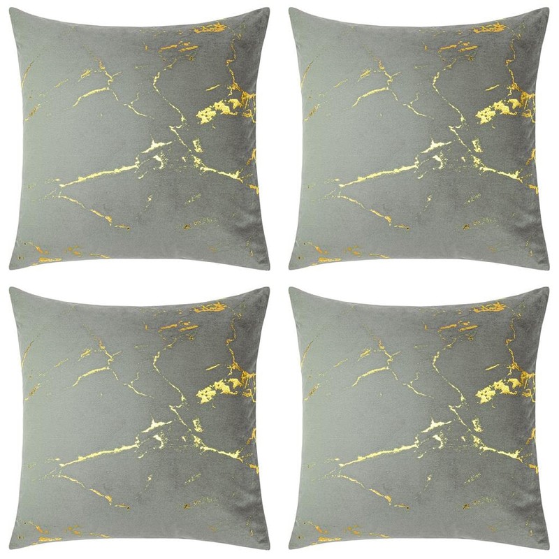 Red Rainbow 4 Pack Gold Metallic Velvet Cushion Covers with