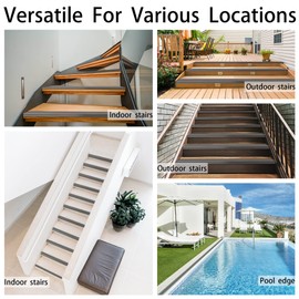 Rubber Stair Nosing - 7Ft Stair Anti-Slip Adhesive Strip, Made of Wear-Resistant Rubber, Mute, Easy to Install - Indoor/Outdoor, Helps Elderly and Children Prevent Slipping (7Ft, Full Black, 1)