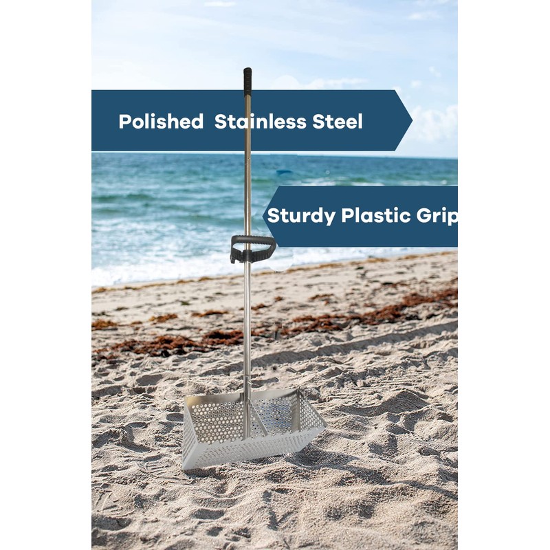 Sand Fleas Rake, Stainless Steel Sand Sifter, Detachable 47 Inches