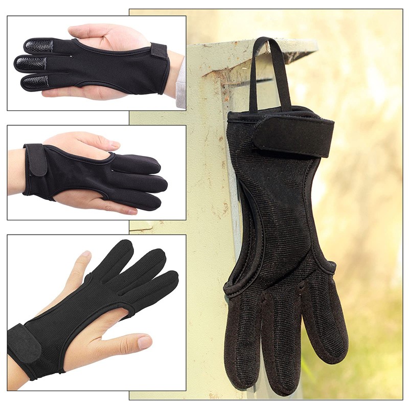 EMSea L/XL Archery Glove 3 Finger Shooting Hunting Leather Gloves