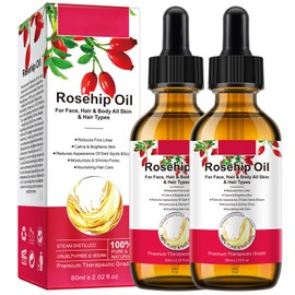 Tooffi Rosehip Oil for Face - 100% Pure Rose Hip Seed Oil for face- Organic Cold Pressed Rosehip Essential Oil - Organic Rosehip Oil - for Anti-Aging, Nourishing Hair Care, Face & Skin 2pack