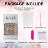 24Pcs French False Nails Tip, Square Press on Nails with