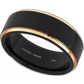 BESTTOHAVE Mens Tungsten Ring -Affordable Luxury Unisex Tungsten Carbide Rose Gold Wedding Engagement Jewelry Band Ring 8mm V