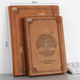 RETTACY Thick Lined Journal Notebook, A5 Hardcover Leather Journal With 320 Numbered Pages for Writing,100gsm Lined Paper, for Women Men Work Office School,14.5 x 21cm - Camel