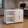 White 3 Drawer Wooden Mobile Filing Cabinet With Key Lock