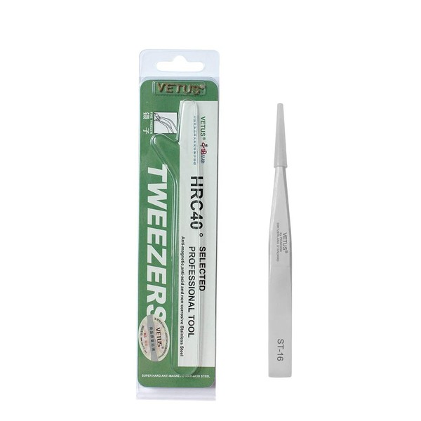 Vetus Tweezer Stainless Steel Non-magnetic Pointed Tip Professional Eyelash Eyebrow Switzerland Standard ST-16