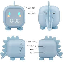 Ayybboo Alarm Clock for Kids Digital Sunrise Simulator Alarm Clock Bedside Mains Powered for Girls Boys Bedroom LED Silent Alarm Clock