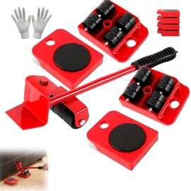 Furniture Lift Mover Tool Set, Furniture Movers with with 4 Pieces 360° Wheels Furniture Mover Dolly with Lifter Furniture Moving Sliders or Moving Heavy Furniture Maximum Load, Red