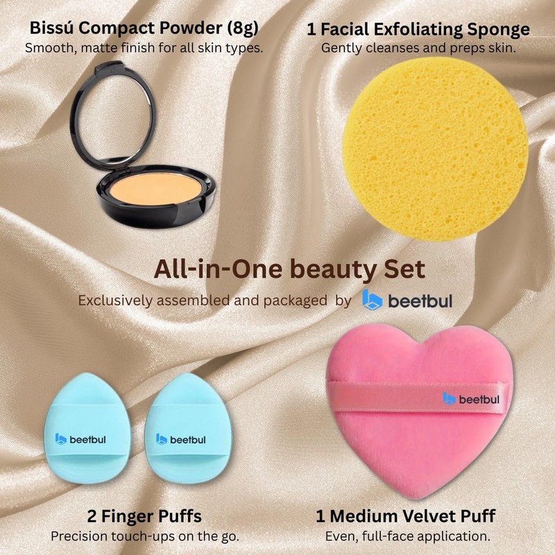Kit de maquillaje y exfoliación – Polvo compacto Bissú +