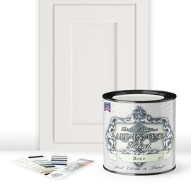 ALL-IN-ONE Paint, Durable cabinet and furniture paint. Built in primer and top coat, no sanding needed. Includes our 30 featured color card - Bone (off white), Quart